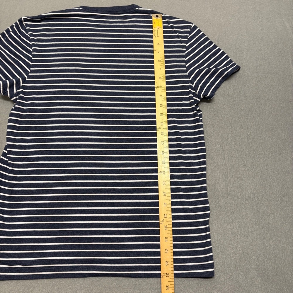 J Crew Mens Slim Washed T Shirt Navy White Stripe Pocket Tee Large - Picture 8 of 8